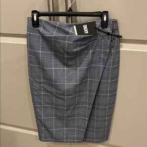 DKNY Blue Checkered Pencil Skirt